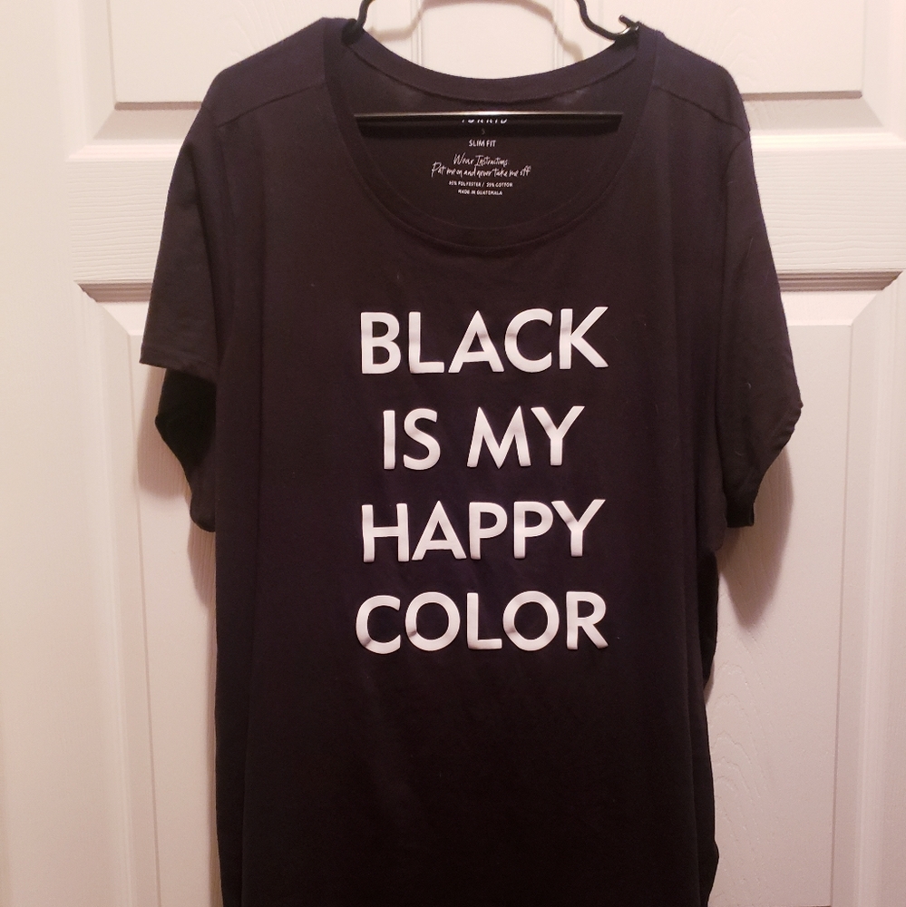 TORRID tee, Black Is My Happy Color, size 5